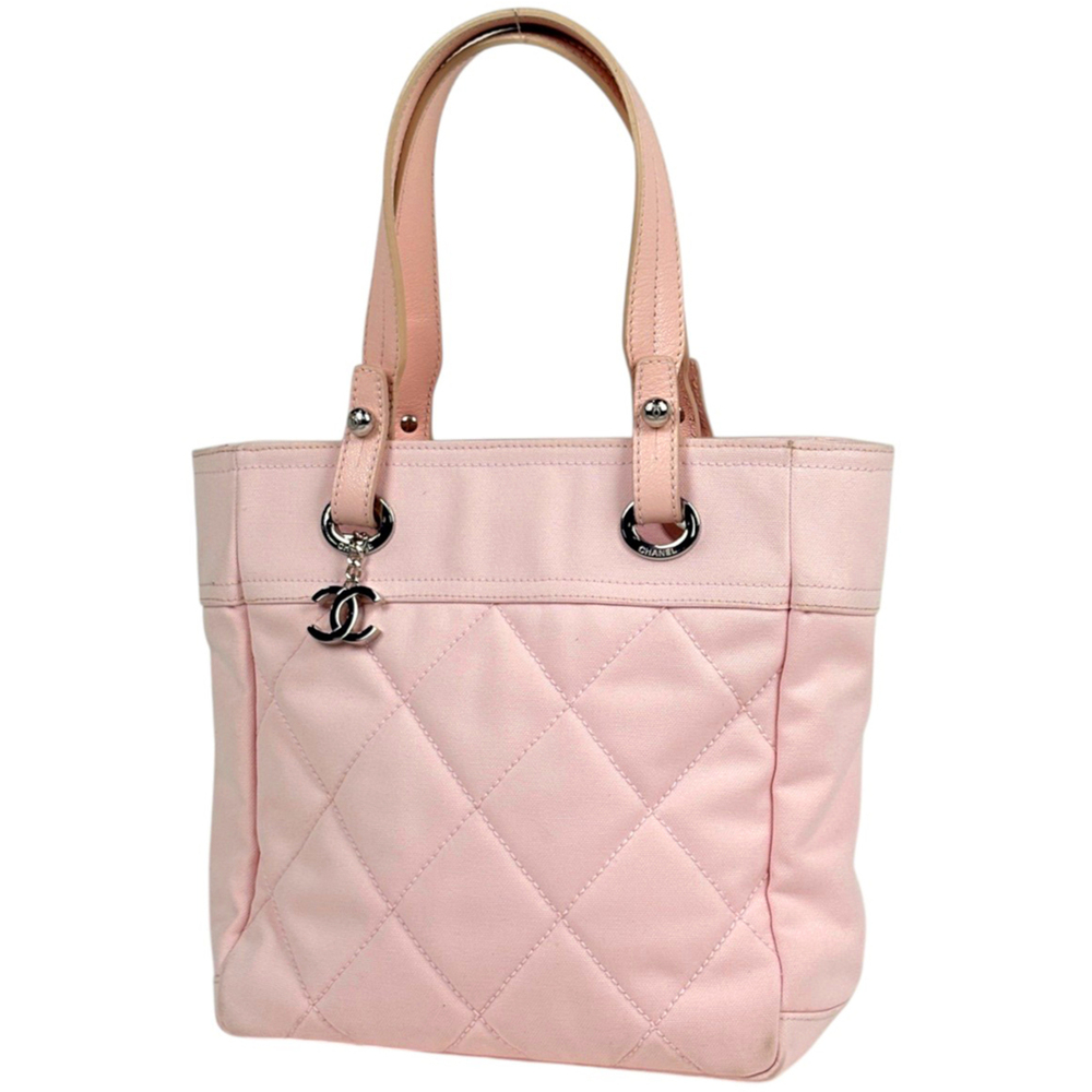 Chanel CHANEL Tote Bag Paris Biarritz PM Coco Mark Canvas Pink A34208 Women's